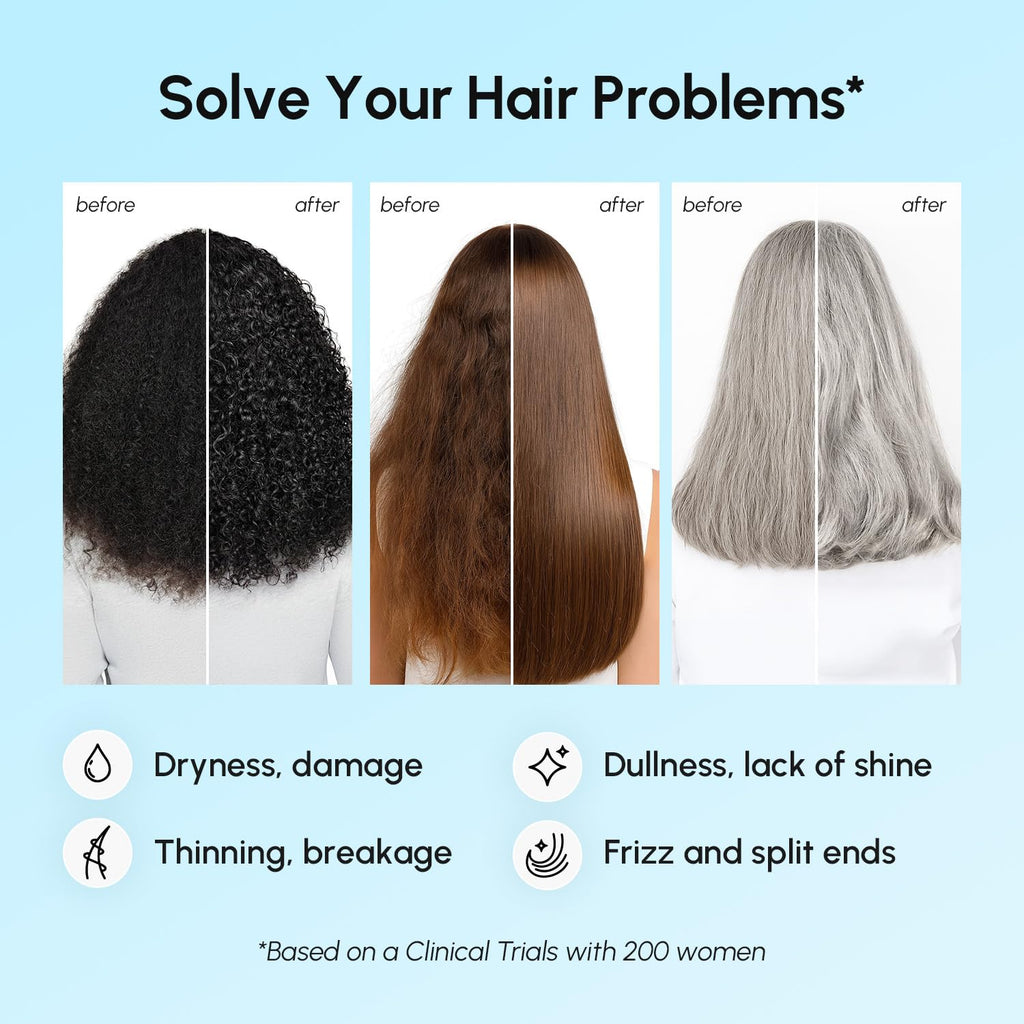Deep Conditioning Hair Mask for Damaged Hair Treatment – Keratin Hair Care for Hydrating Growth Repair Moisturizing – Dry Curly Color Refreshing – 10 Fl Oz, White
