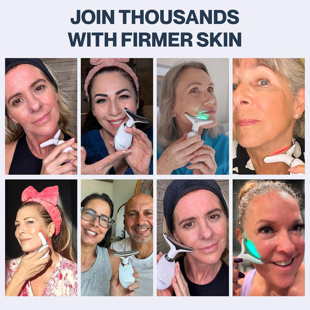 Elevate Your Skincare Routine with the Renewa Skin® Facial Massager - At-Home Beauty Device Featuring Gentle Light, Soothing Vibration, 3 Niacinamide Serums, 4 Collagen Face Masks, and 4 Collagen Eye Masks